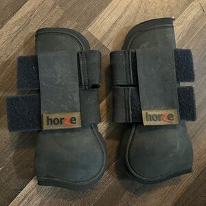 Horze open front boots, dark navy